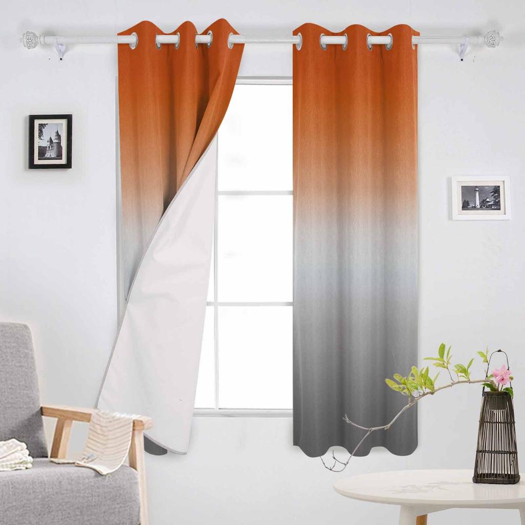 Orange Gray Gradient Abstract Blackout Curtains For Living Room Bedroom Printed Window Treatment Drapes Home Decor