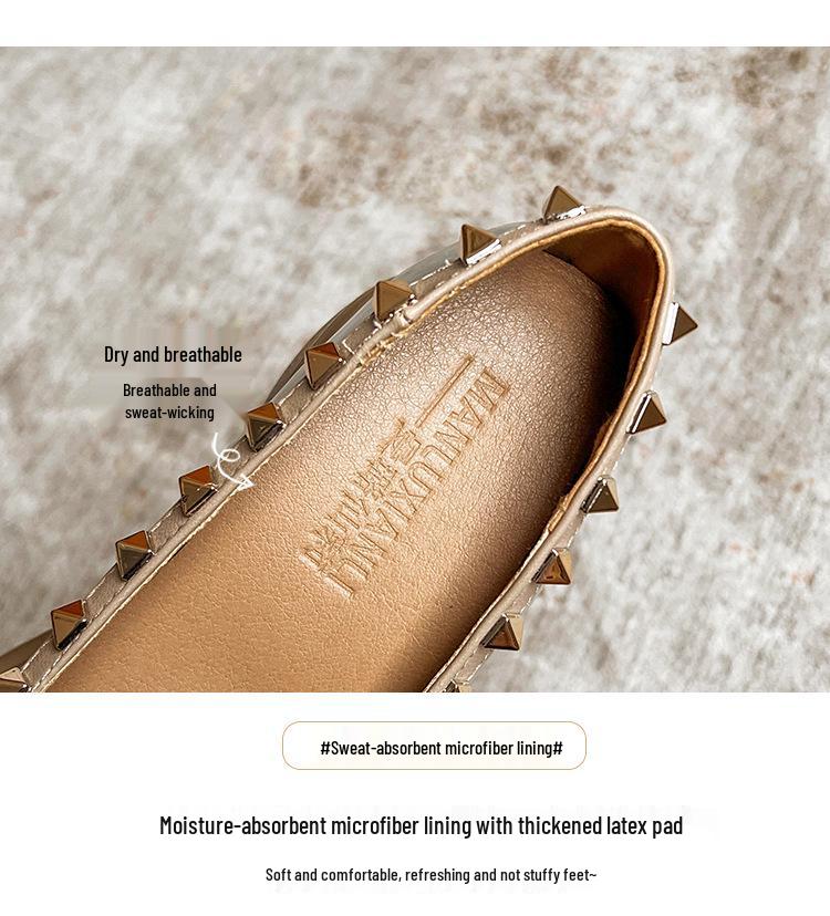 2025 Damskie buty w stylu koreańskim ze szpiczastym noskiem i ukrytym obcasem - Ćwiekowane, kolorowy blok, lakierowana skóra