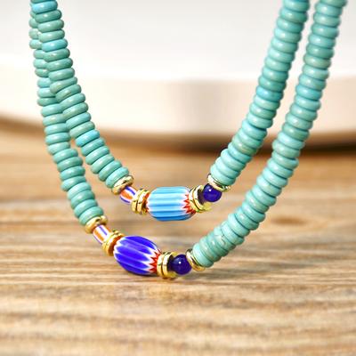 Ethnic Style Turquoise Beaded Necklace Female Personality Temperament Choker Collarbone Chain Jewelry