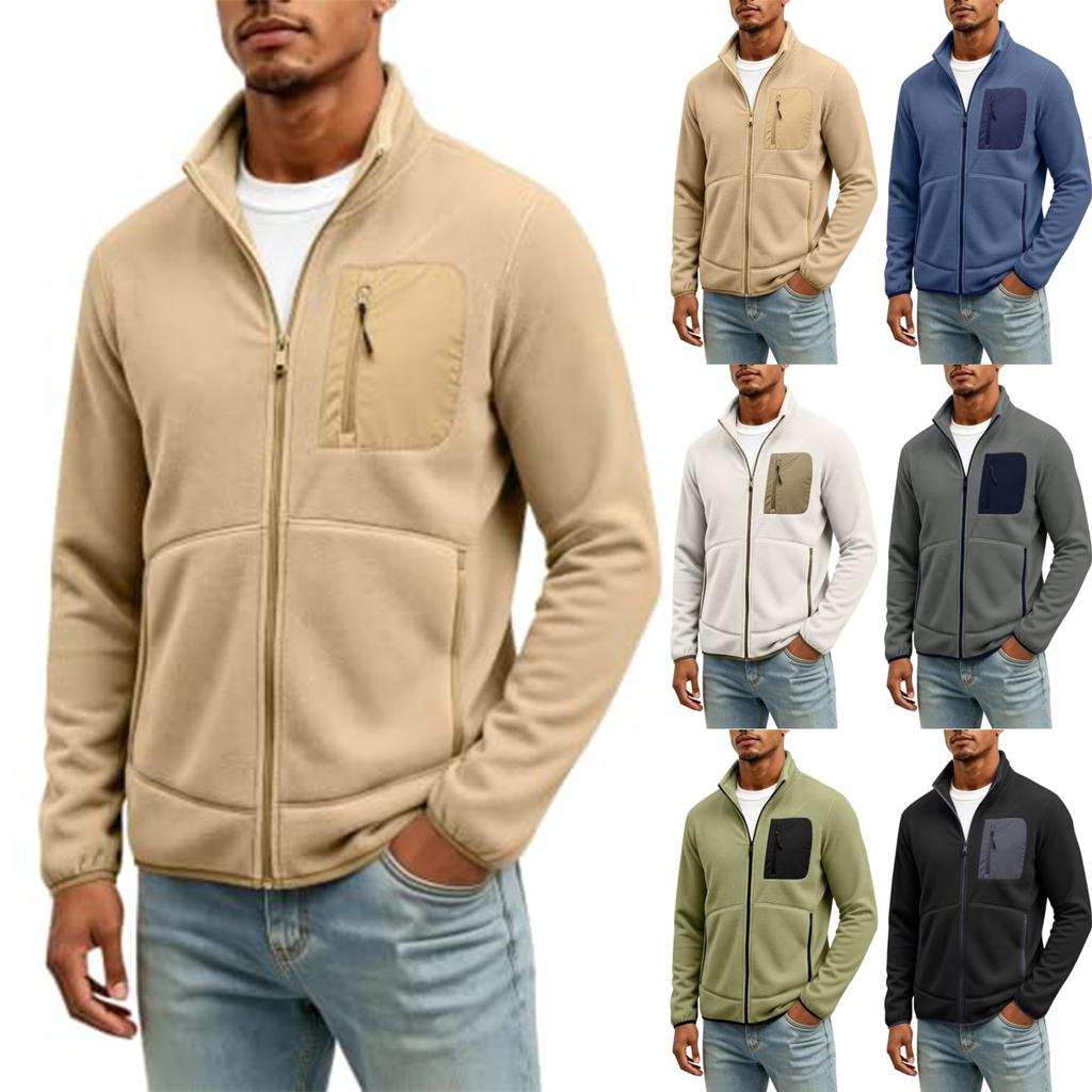 Men's Pullover with Stand Collar and Half Zip for Winter Outdoor