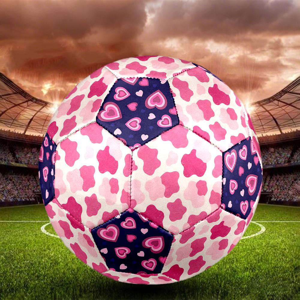 1PC Abstract Pink Shapes Hearts Soccer Ball Size 5 Football Machine Sewn Indoor/Outdoor Universal Football A112