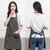 Deoway Neck Apron, Adjustable Length, Simple Design, Men's and Women's Cafe Apron, Solid Color, Stylish, Large Capacity Pockets, Stain Resistant, Wrin