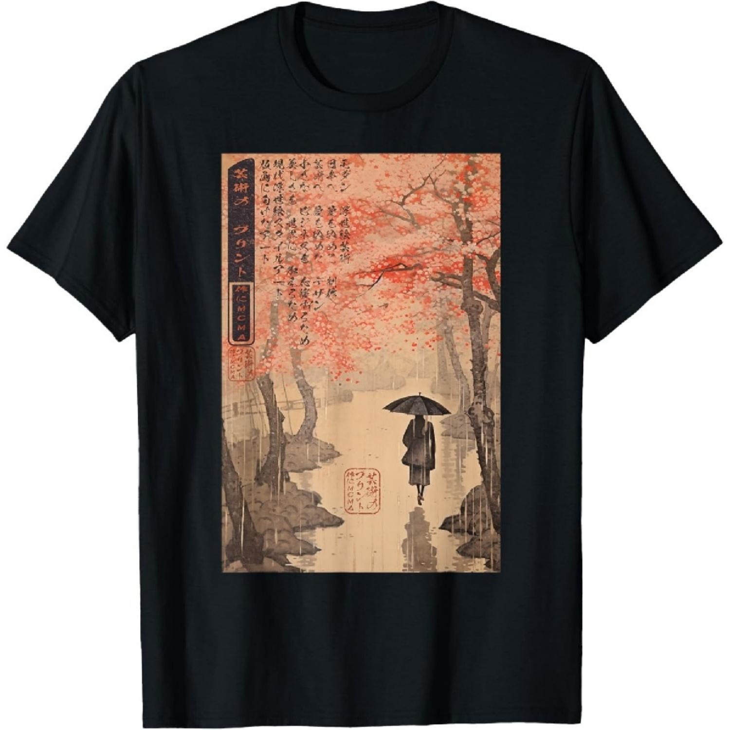 

Ukiyo-e Eternal Tokyo Rain Japanese T-Shirt XXXXXL чёрный