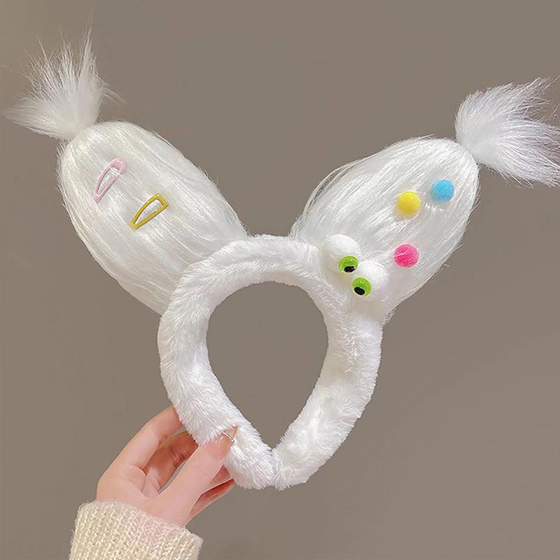 2024  Funny Plush Ugly Doll Hairband Female Winter Cute Cartoon Face Wash Hairband Hair Hoop Korean Girl Hair Grotto Headband