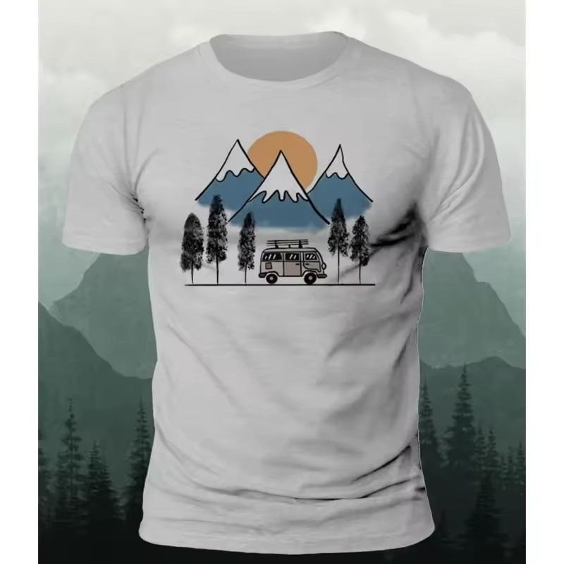 T-Shirt Uomo Modello Montagna Stampa 3D T-Shirt da Uomo Camicia Larga Moda Taglia Grande Top Magliette Sportive Abbigliamento Casual da Strada