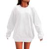 Women's Loose Long Sleeved Round Neck Pocket Sportswear Casual Pullover Sweatshirt