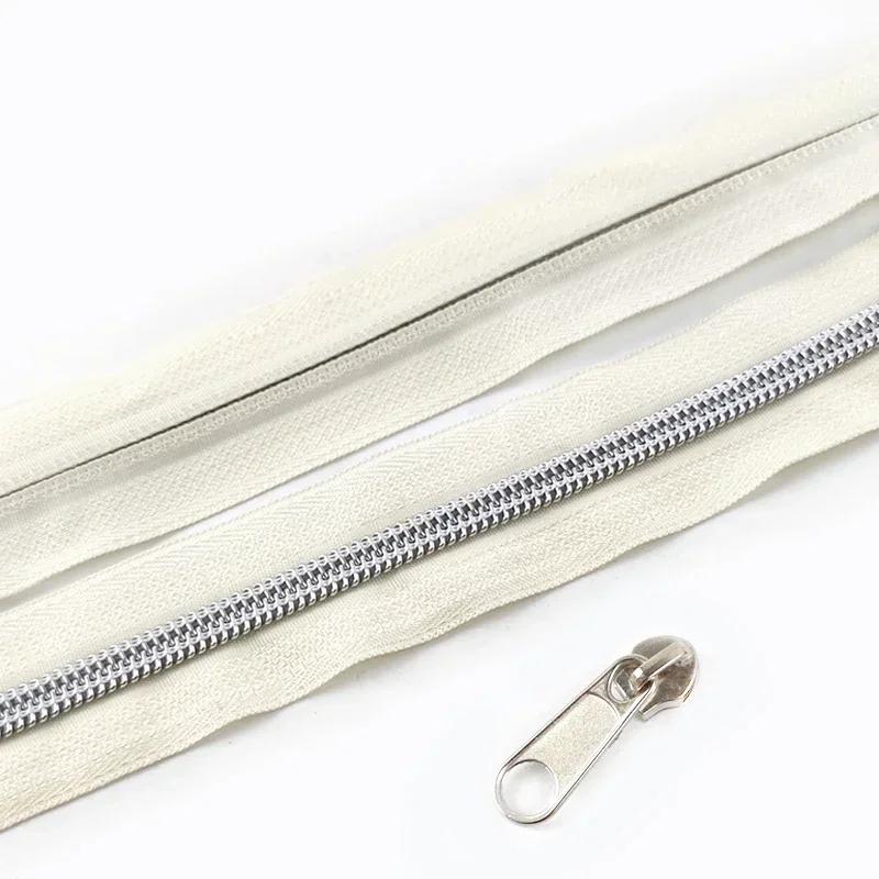 3/5/10M 5# Nylon Zipper Tape with Slider Bags Clothes Repair Zippers Plastic Coil Zip DIY Garment Replace Sewing Accessories
