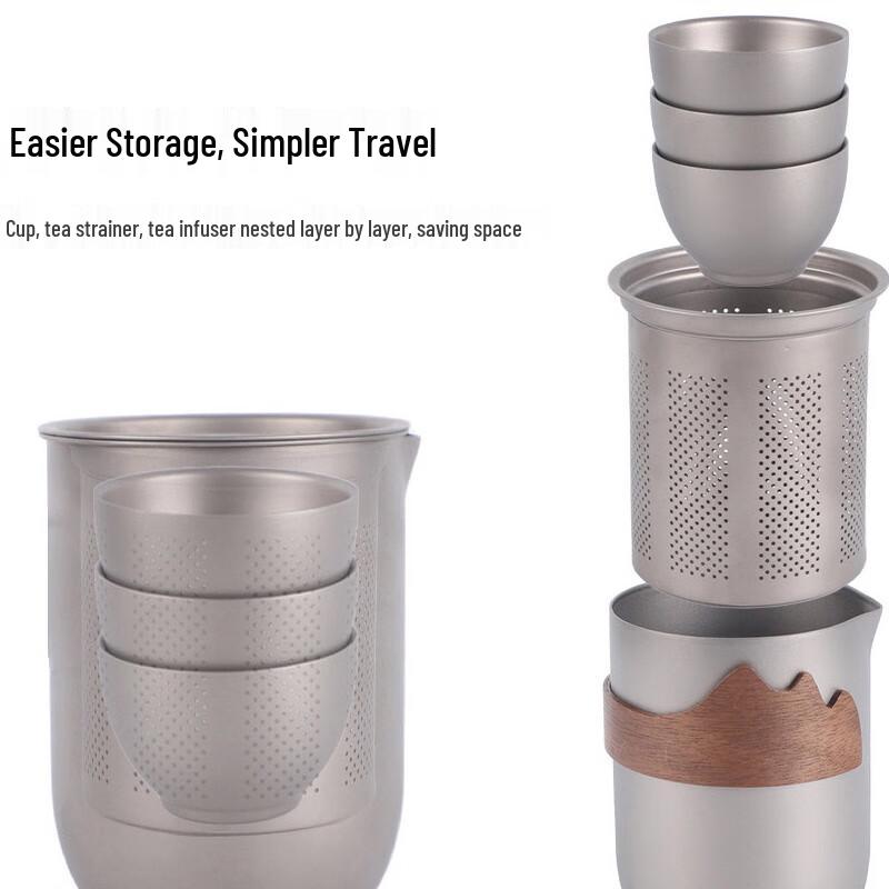 ZHOUYUEHENGSHENG Pure Titanium Portable Kung Fu Tea Set