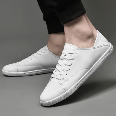 Moda Uomo Moda Coreana Stringate Scarpe da Ginnastica Bianche Casual in Pelle Comode Scarpe da Passeggio Pelle di Mucca Uomo Bianche a Collo Basso