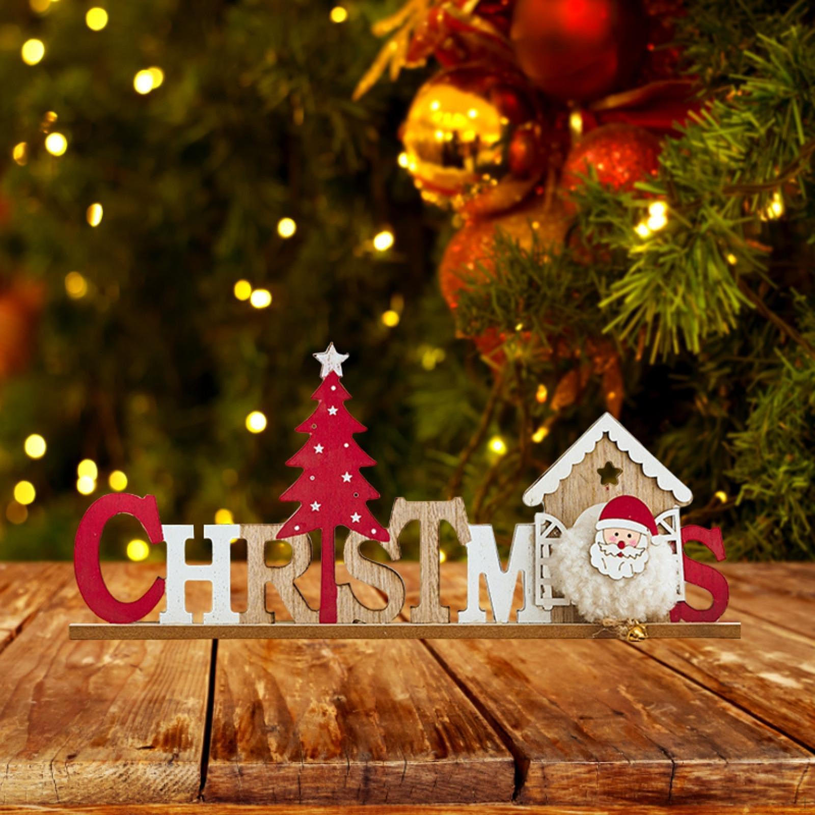 

Christmas English Letter Board Wood Sign Wooden Desk Ornament for Kitchen Style A
