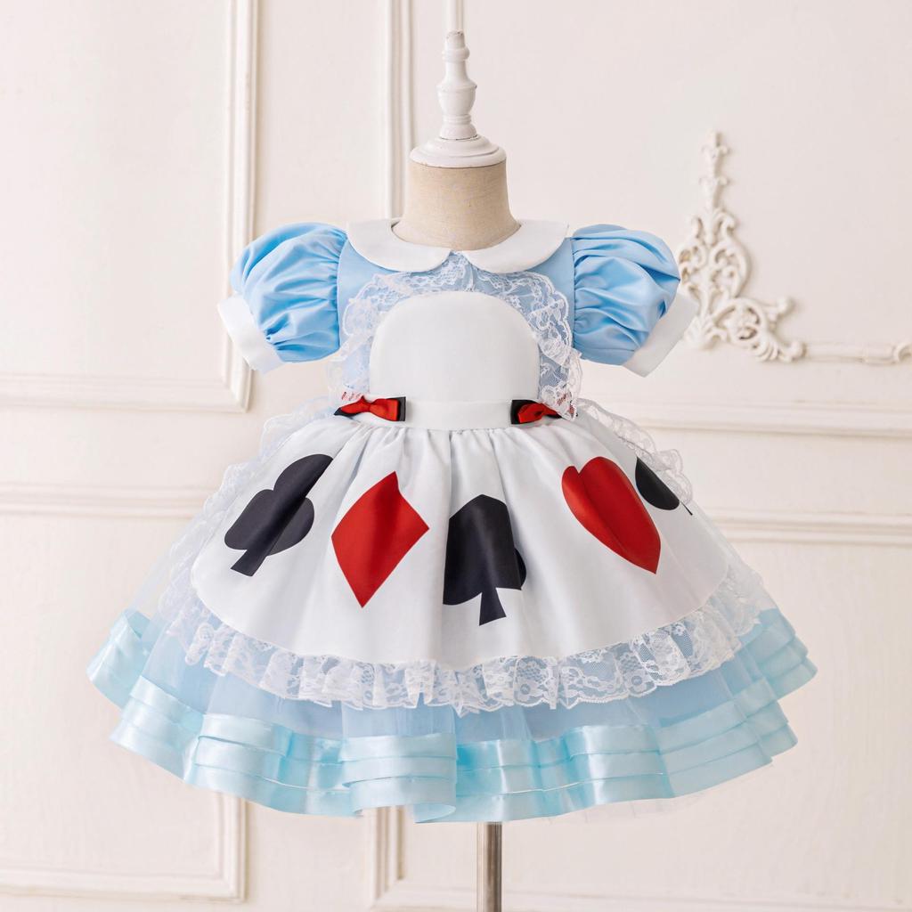 Girls' Alice in Wonderland Pleated Lace Princess Dress