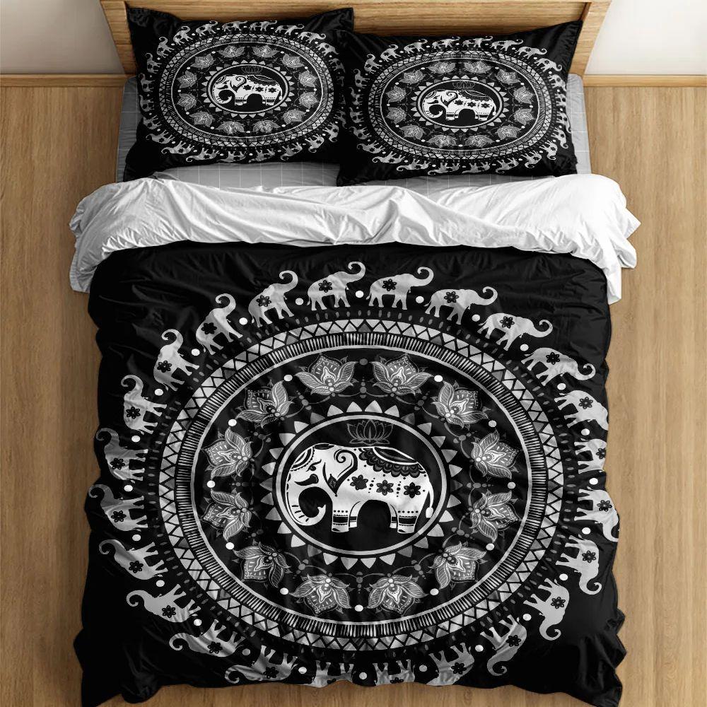 Indický kmenový slon Povlečení Set King Queen Double Twin Jednolůžko Sada ložního prádla