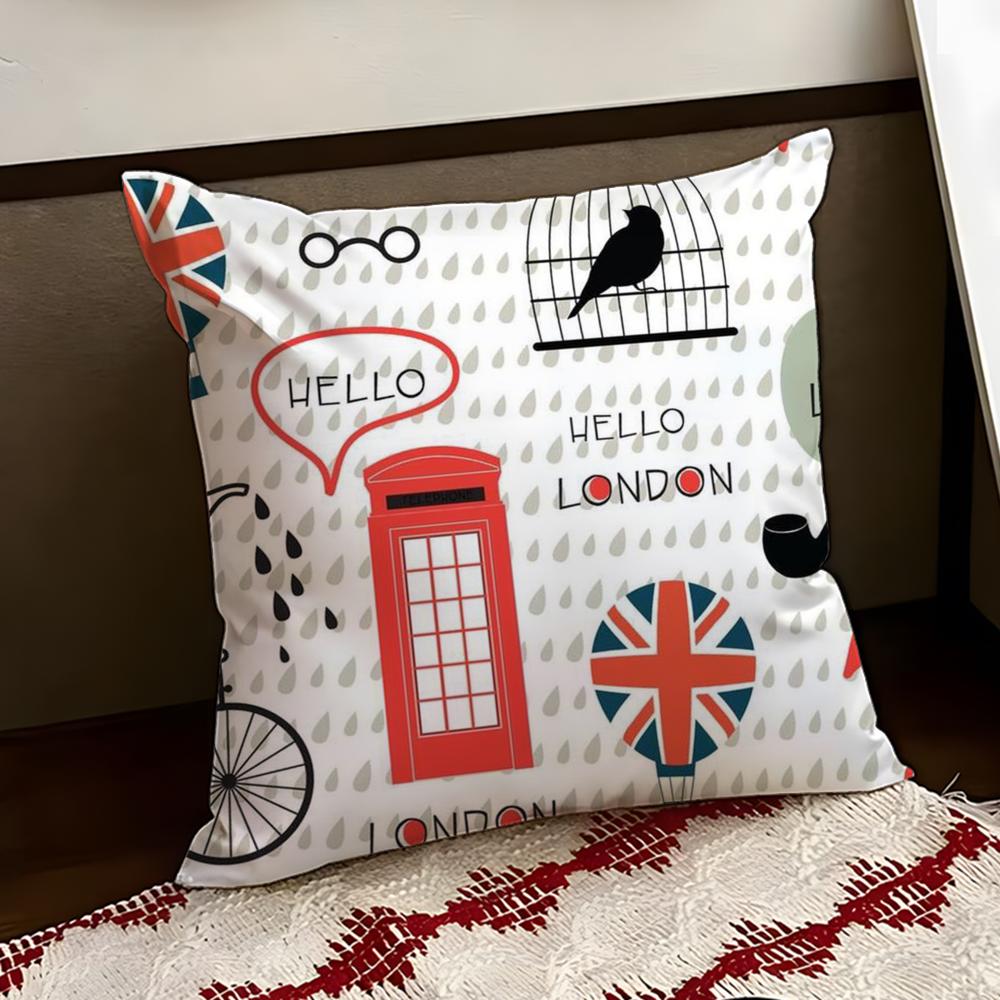 LOVE England Printed Cushion Cover Reversible Soft Durable Pillow Cover Home  Car MultiScene Use for Daily Comfort