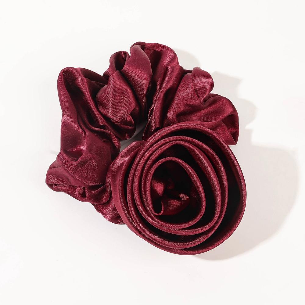 Flower Design Korean Hair Bands Satin Material Big Flower Scrunchies Satin Hair Rope  Korean Style