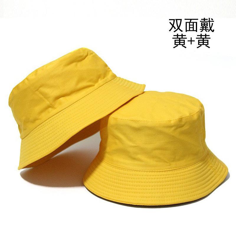 Double-sided bucket hat men's simple casual versatile basin hat women's solid color light board sun hat couple hat tide