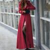 Fashionable Women's Slim-fit Faux Wool Coat, Extra-long Coat, Slim-fit Floor-length Windbreaker