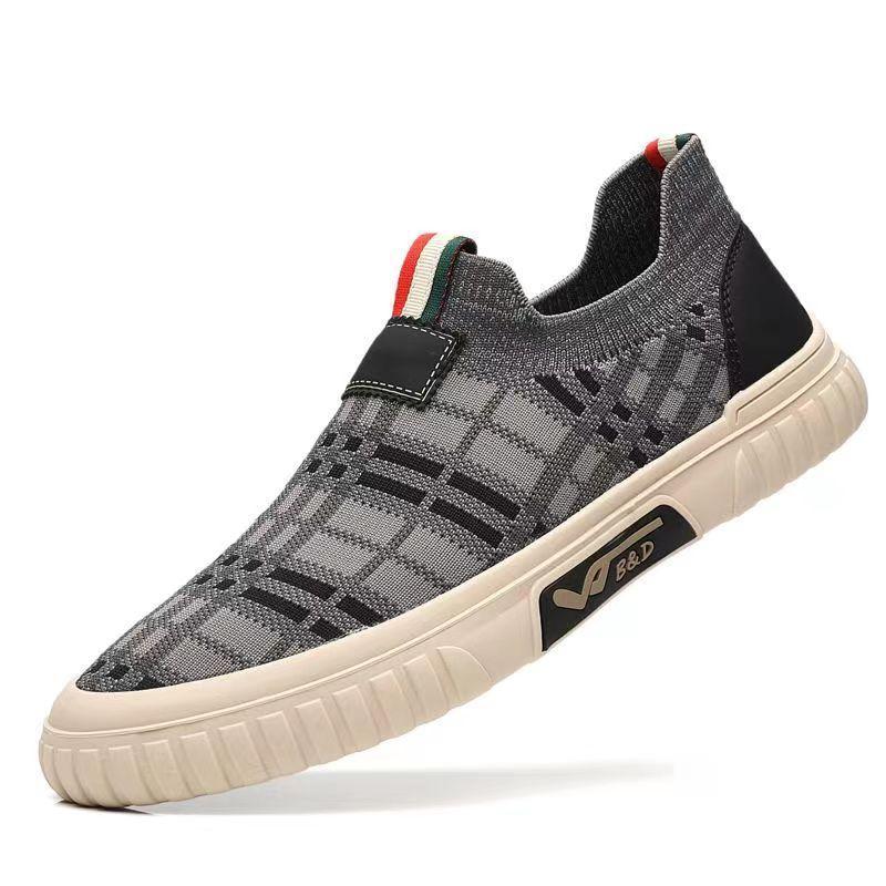 Men's Shoes for Spring Breathable Lazy Casual Shoes for One Foot Lazy Shoes Light Casual Shoes for Men's Trendy Flying Knit Shoes