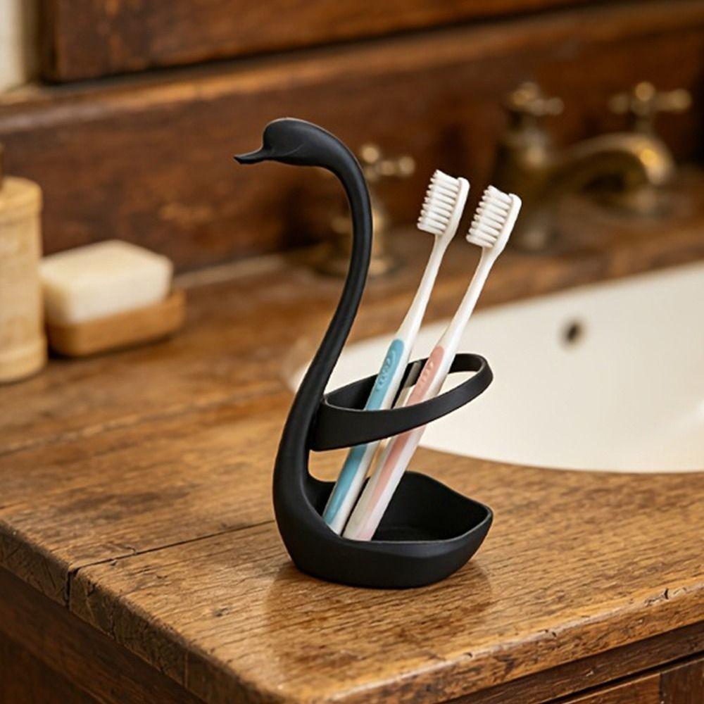 3D Printing Swan Toothbrush Holder Plastic Makeup Brush Shelf Toothpaste Stand Base Home Use