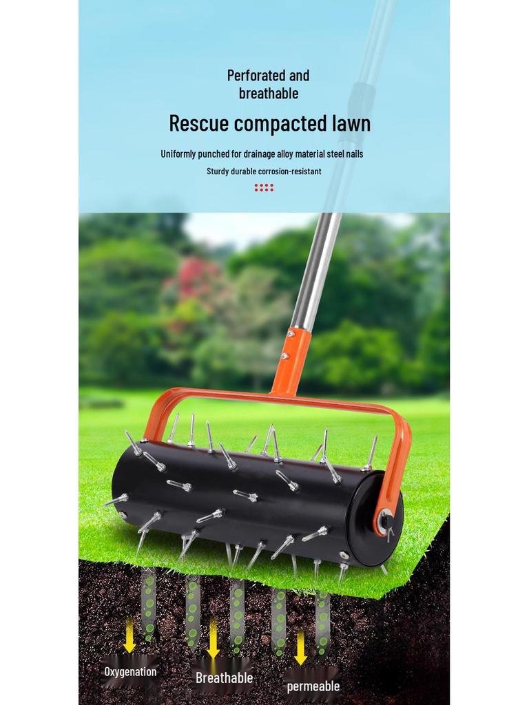 New Rolling Lawn Aerator Oxygenator & Soil Cultivator Tool