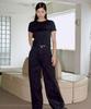 Editeom Fold Wide Denim Pants - Black