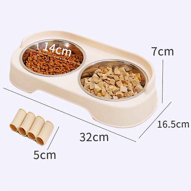 Dog Bowl Stainless Steel Dog Food Bowl Double Bowls for Dogs Feeding Neck Protector Pet Feeder Detachable Feeder Cat Water Bowls