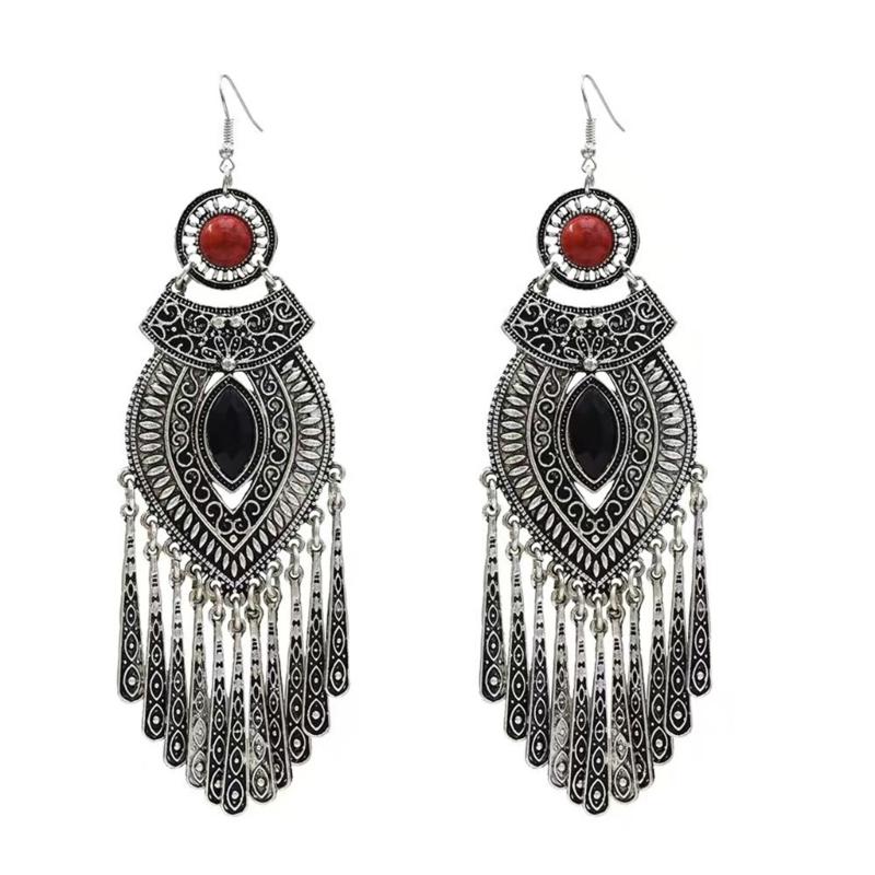 Bohemian Inspired Long Drop Tassels Earrings Lightweight Alloy Dangling Jewelry for Women Multi Occasion Wear красный