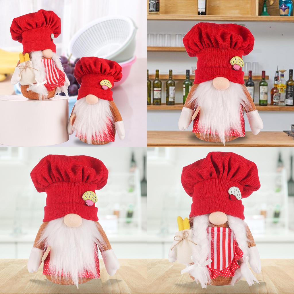 Feiertags-Plüschpuppe mit handgestrickter Kochmütze zur Weihnachtsdekoration