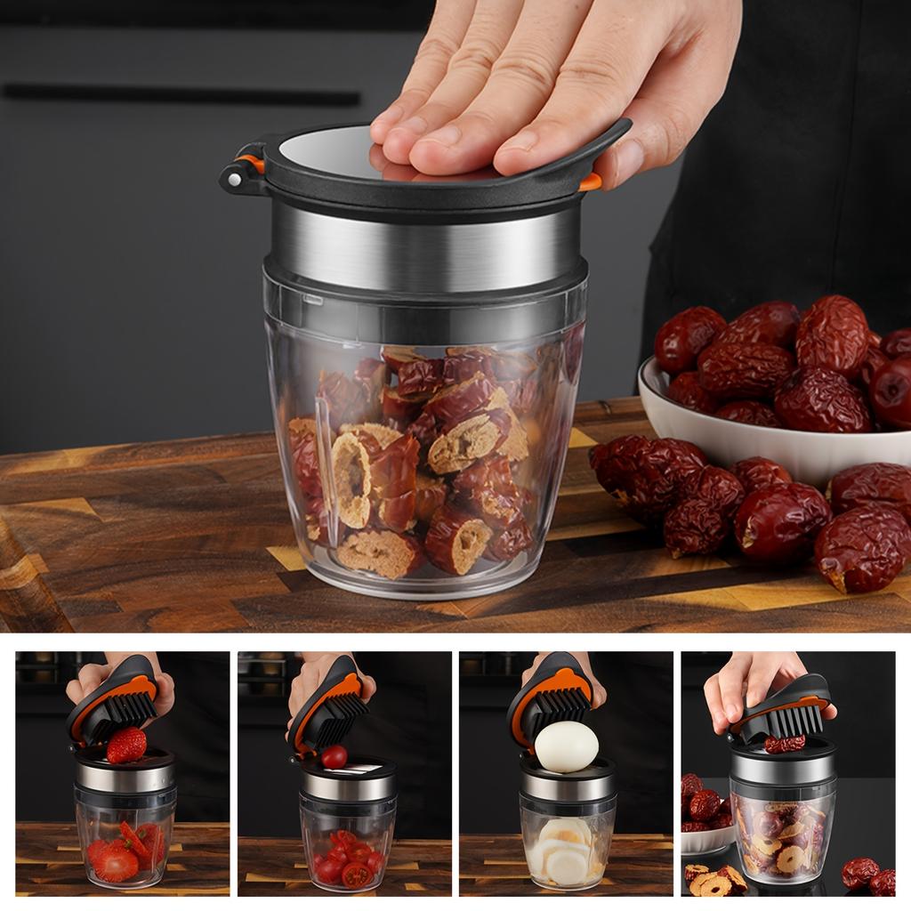 Fruit And Egg Slicer Cup And Strawberry Banana Chopper, a Creative Kitchen Gadget That Makes Preparing Fruit Salads Easy, Dishwasher Safe