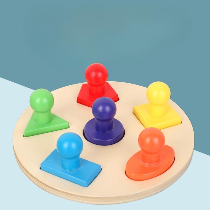 

Teaching aids wooden children geometric disc toddler baby educational early education shape matching fun toys