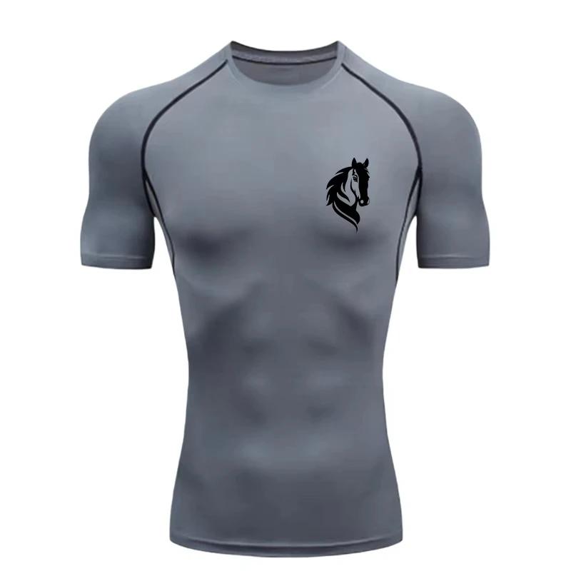 Pegasus Herren Sport T-Shirt Training Fitness Kompressions Workout T-Shirt Athletische T-Shirts Fitnessstudio T-Shirts Herren Fitness T-Shirt