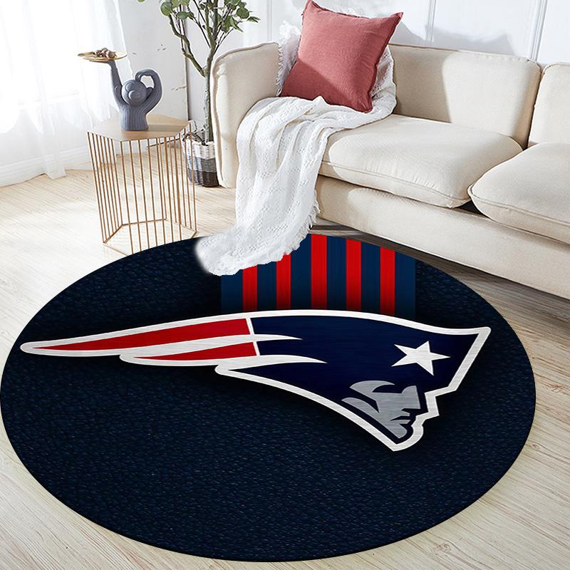 New England Patriots2 Round Area Rug,Carpet Rug for Living Room Bedroom Sofa Playroom Decor,Non-slip Floor Mat