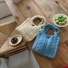 Creative Multicolor Twists Knitted Handbag Soft Cow Horn Button Weave Woolen Bag Large Capacity Cute Knitted Wrist Bag Travel