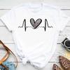 New Leopard Heartbeat Curve Print Fashion Women's T-shirt Short Sleeve Tops Summer Women's Clothes
