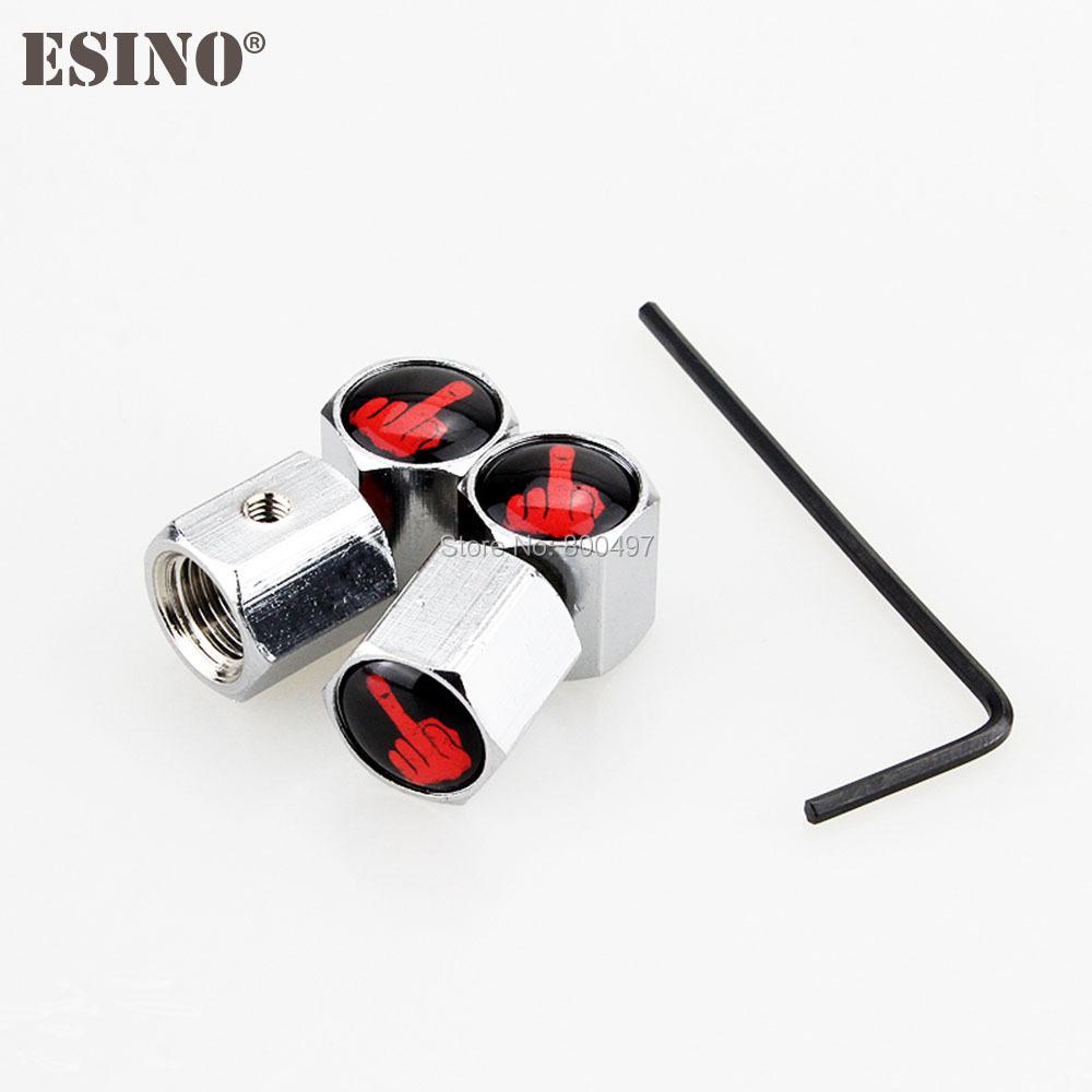 4 x Car Styling w64 Funny Middle Finger Anti-theft Stainless Wheel Tire Valve Stems Caps Car Wheel Tire Stem Air Valve Caps
