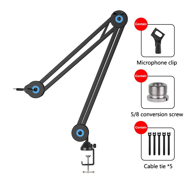 Adjustable Microphone Boom Arm Stand Bracket For Gaming Streaming Recording Usb Condenser Mic Desktop Mount Fold Mike Holder
