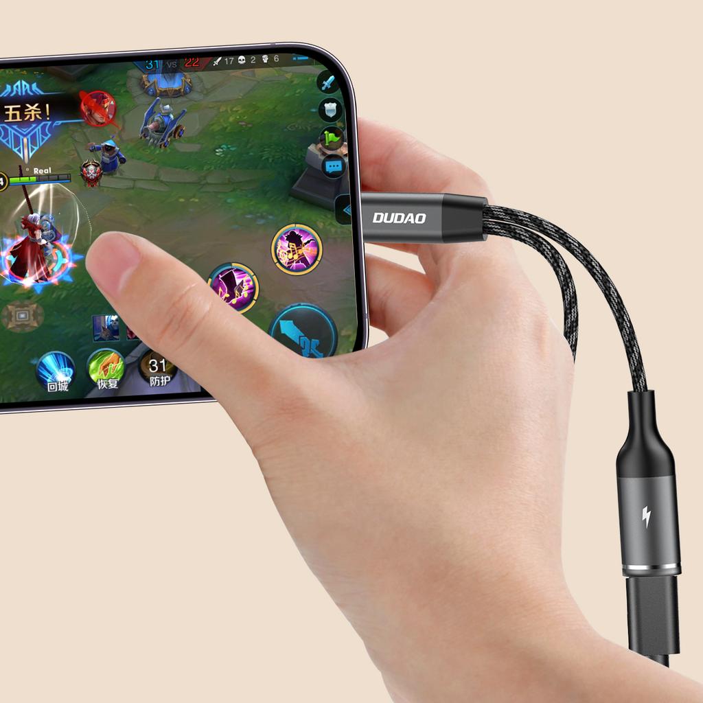 2in1 USB-C Splitter Adapter for Power and Headphones - Gray