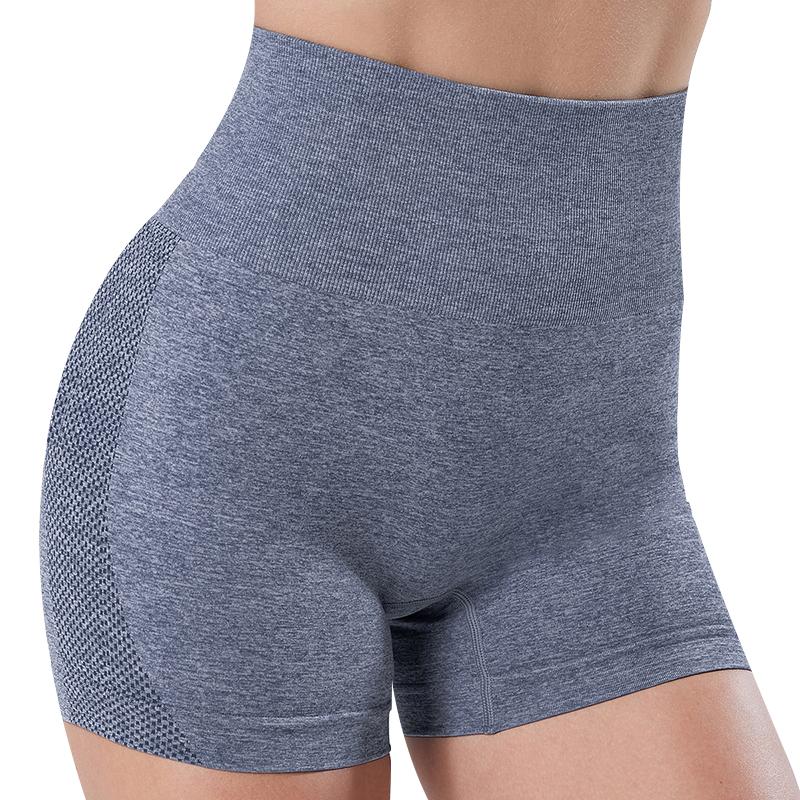 

Женские бесшовные шорты персикового цвета с высокой талией для тренажерного зала, фитнеса, спортивных тренировок, йоги, короткие брюки XL синий/серый