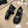 Plateau-Lolita-Schuhe Damenschuhe Herbsttrend Schwarzes Lackleder Metallschnalle Mary Jane Süße Mädchen Schuluniformschuhe