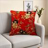 Style Red Floral Throw Pillow Covermagnolia Bird Print Decorative Cushion Case For Living Room Sofa Home Decor