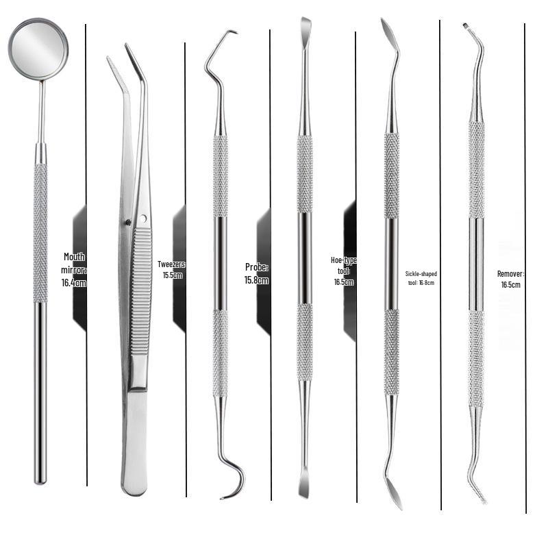 Stainless Steel Dental Tool Set: U-Shaped Tongue Scraper, Oral Mirror, and Tartar Remover