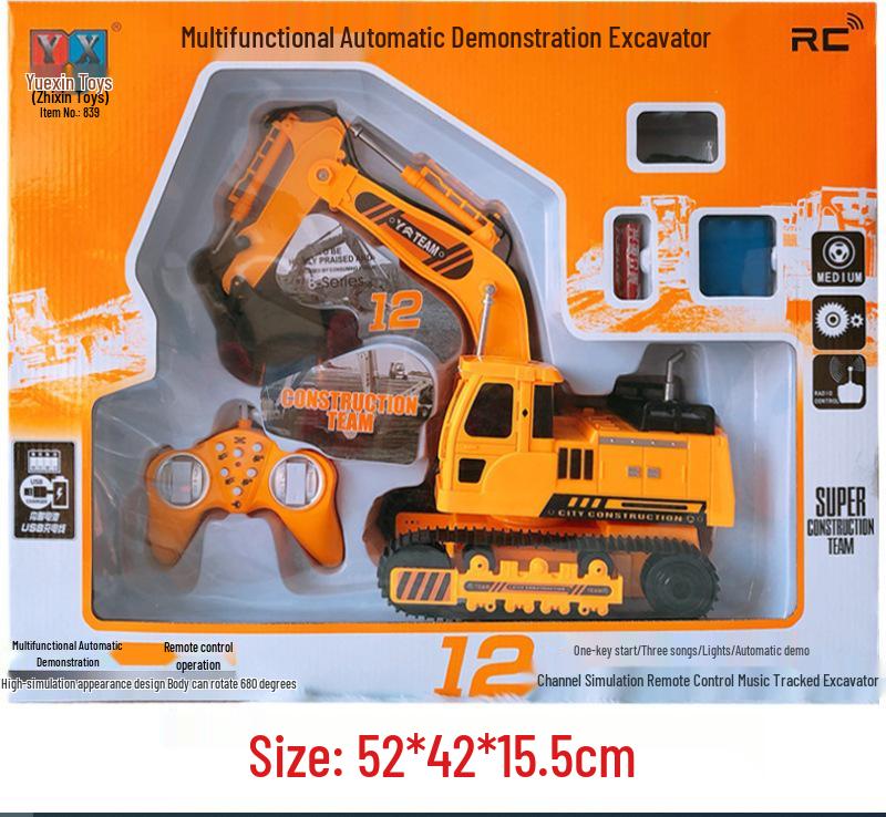 Extra Large Remote Control Excavator Toy with Flashing Lights & Sounds - Gift Box Set