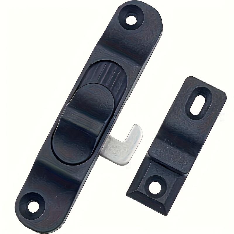 Black Heavy-Duty Folding Trackless Screen Door Lock - Heavy-Duty Anti-Mosquito Safety Hook Latch, Keyless Entry/Exit Lock