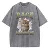 Oversize T Shirt Vintage Washed  Cotton TShirt Rage Consumes Me Cat Graphic Tee Casual Streetwear Spring Summer Shirt
