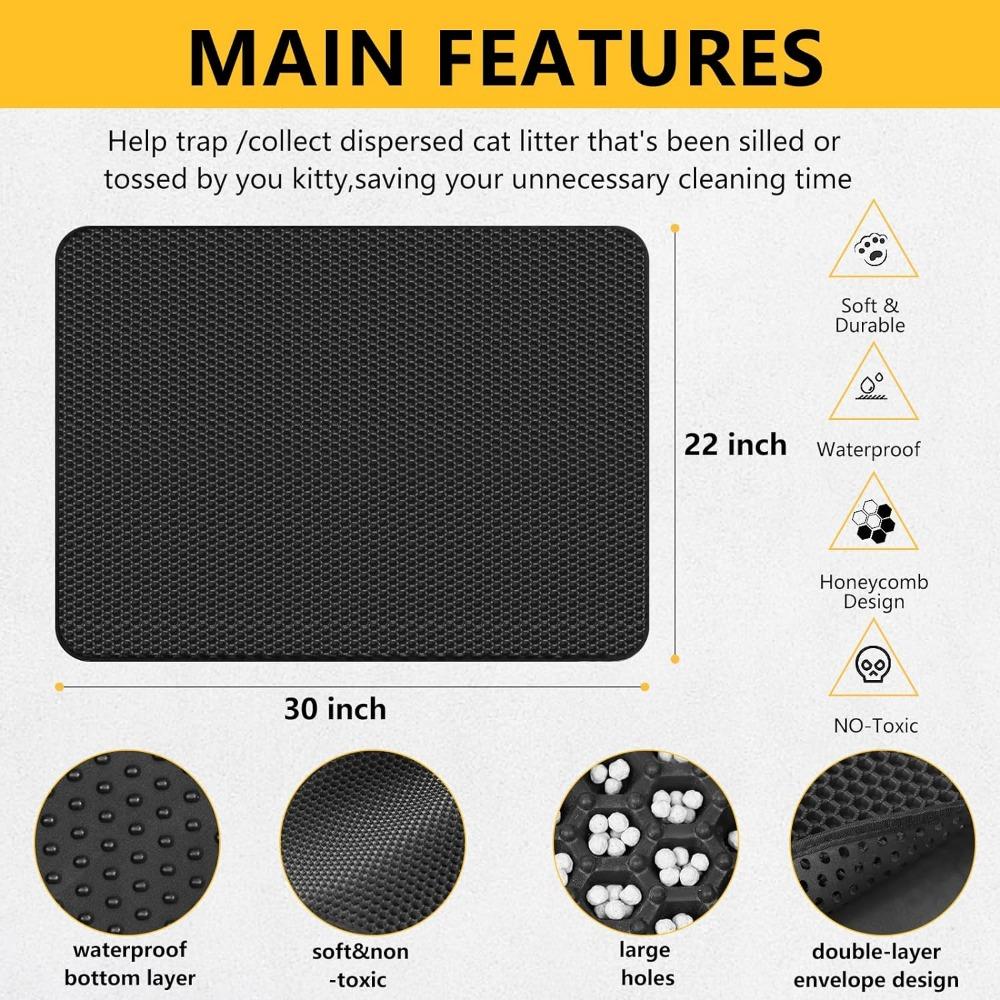 Katzenstreumatte, doppellagig, wasserdicht, urinsicher, Auffangmatte, leicht zu reinigen, rutschfeste Toilettenunterlage, Katzenkratzpad, großes Fußpolster