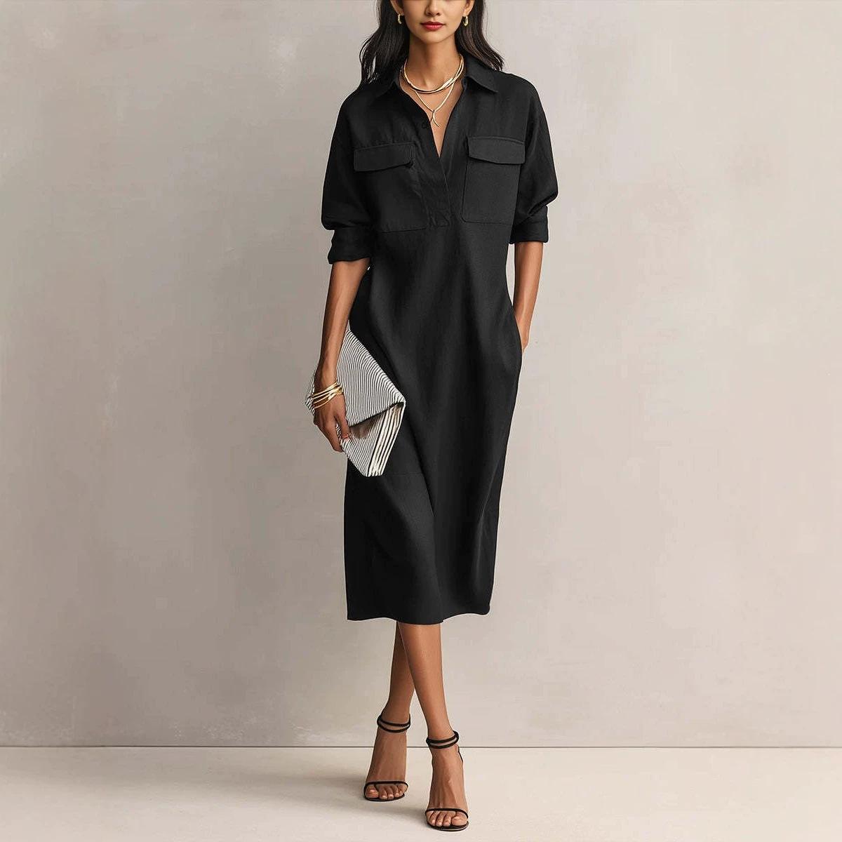 2026 spring and summer new European and American new women s button cotton and linen dress S