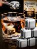 4-6-8 Piece Whiskey Ice Cubes Set with Silicone Head Tongs and Ice Cube Trays Stainless Steel Ice Cubes Reusable