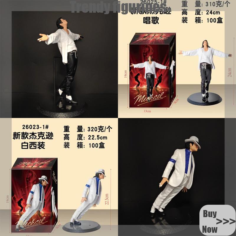 Classic Character Jackson-Michael Action Figure Collectible Model Statue Moonwalk Dancing Pose White Suit Home Desktop Decor Toy