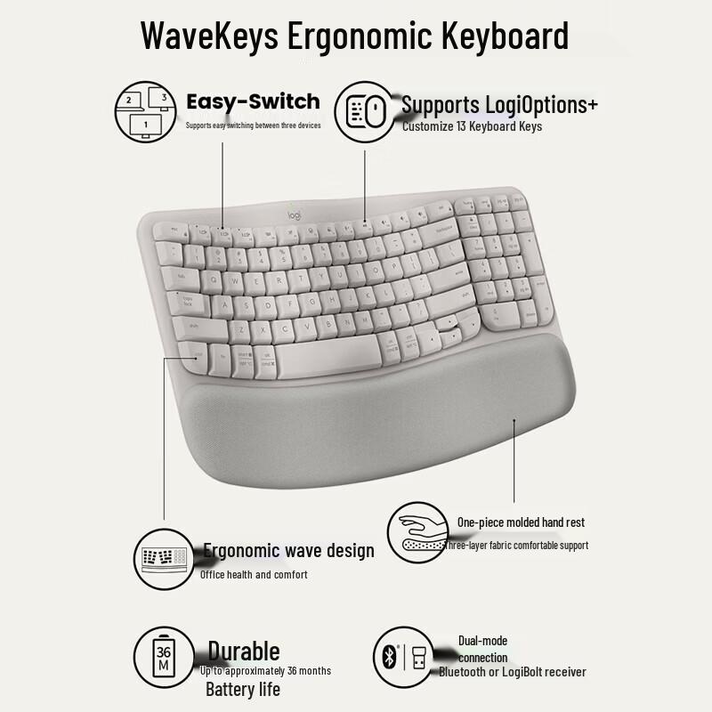 Logitech Wave Keys Ergonomic Wireless Keyboard