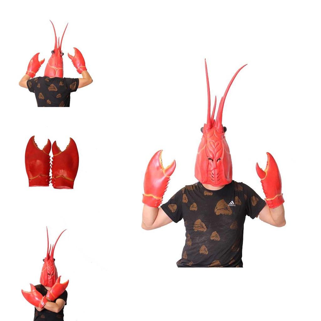Dragon Lobster Head Mask Creative Latex Gloves For Stage Performance Festive Cosplay Accessories