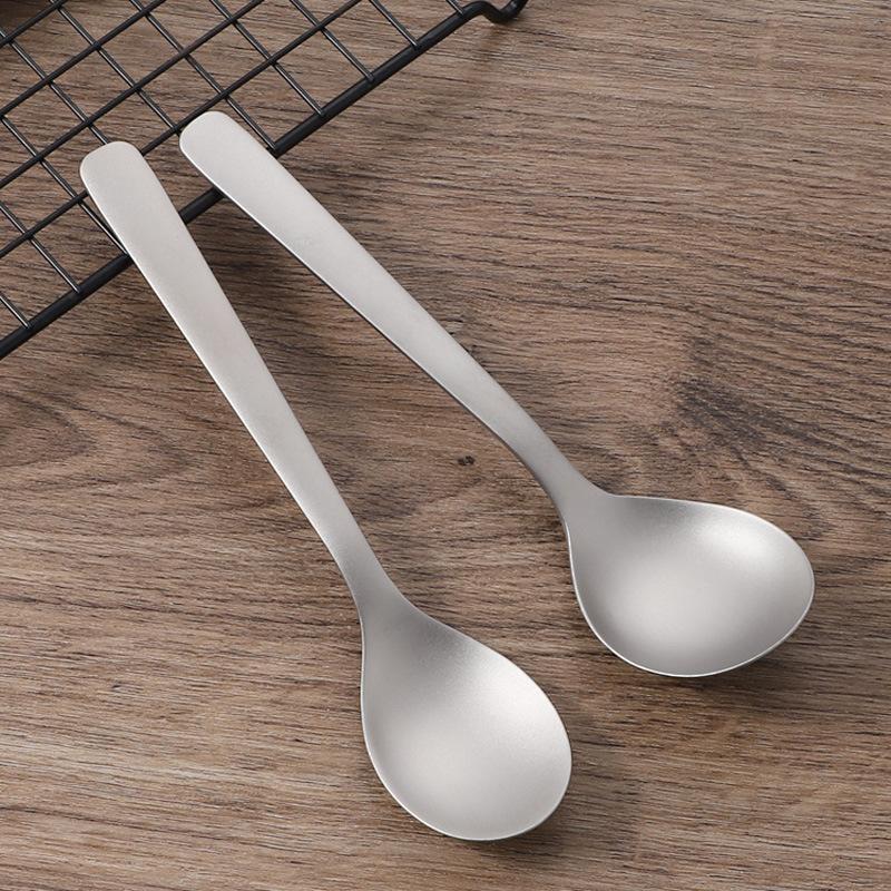 Pure Titanium Spoon Household Eating Spoon Fork Spoon Long Handle Stirring Spoon Western Food Spoon Portable Titanium Tableware Children's Spoon